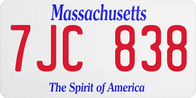 MA license plate 7JC838