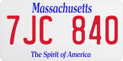 MA license plate 7JC840
