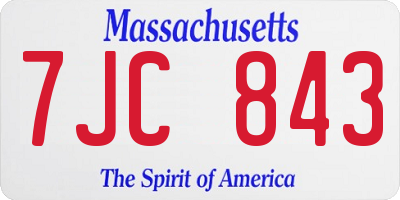 MA license plate 7JC843
