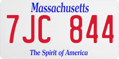 MA license plate 7JC844
