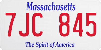 MA license plate 7JC845