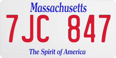 MA license plate 7JC847