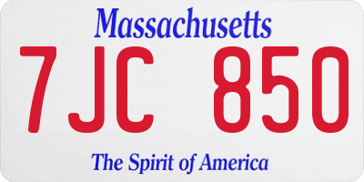 MA license plate 7JC850