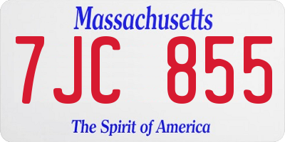 MA license plate 7JC855