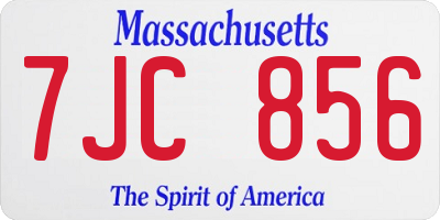 MA license plate 7JC856