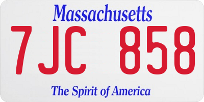 MA license plate 7JC858