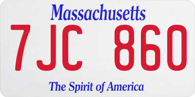 MA license plate 7JC860
