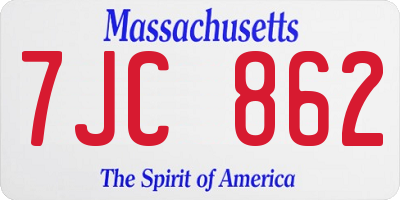 MA license plate 7JC862