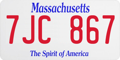 MA license plate 7JC867