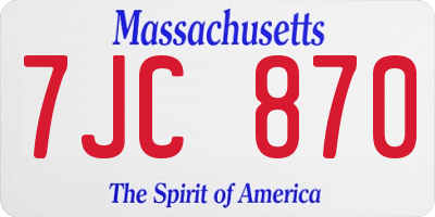 MA license plate 7JC870