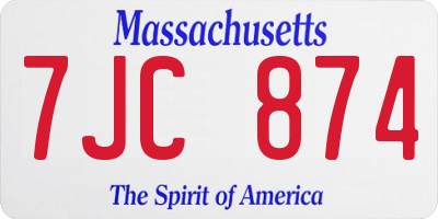 MA license plate 7JC874