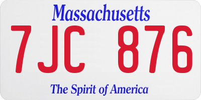 MA license plate 7JC876