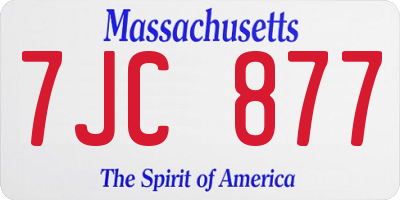 MA license plate 7JC877