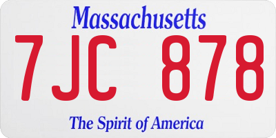 MA license plate 7JC878