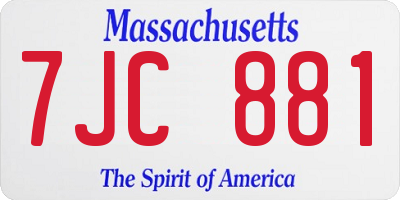 MA license plate 7JC881
