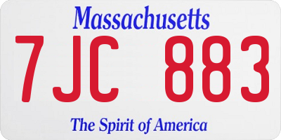 MA license plate 7JC883