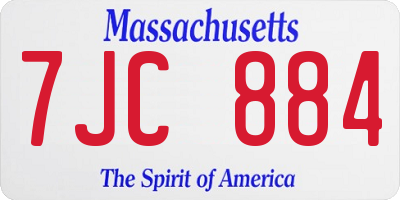 MA license plate 7JC884