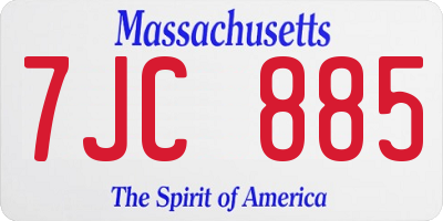 MA license plate 7JC885