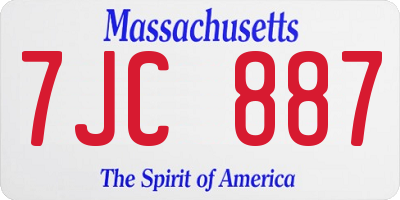 MA license plate 7JC887