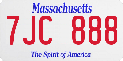 MA license plate 7JC888