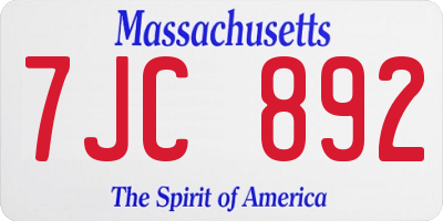 MA license plate 7JC892