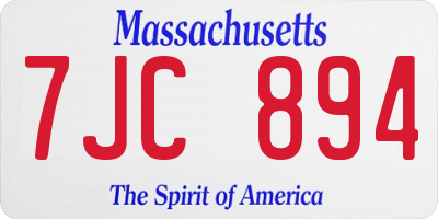 MA license plate 7JC894