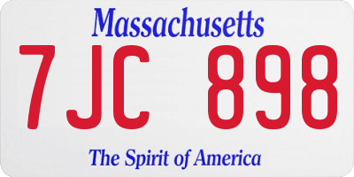 MA license plate 7JC898