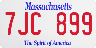 MA license plate 7JC899