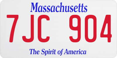 MA license plate 7JC904