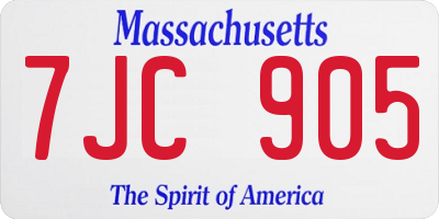 MA license plate 7JC905