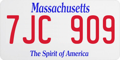 MA license plate 7JC909
