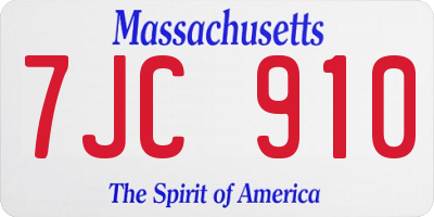 MA license plate 7JC910