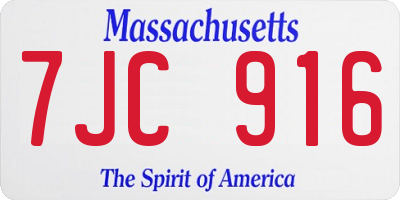 MA license plate 7JC916