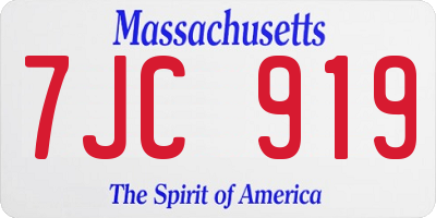 MA license plate 7JC919