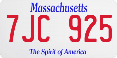 MA license plate 7JC925