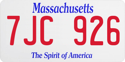 MA license plate 7JC926