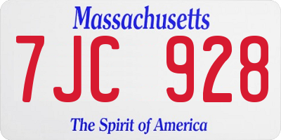 MA license plate 7JC928