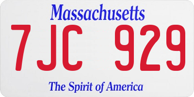 MA license plate 7JC929