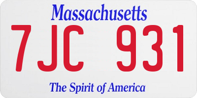 MA license plate 7JC931