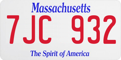 MA license plate 7JC932