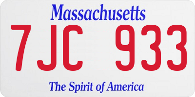 MA license plate 7JC933