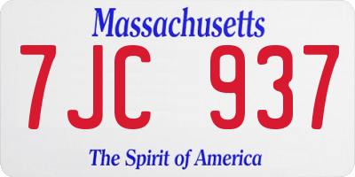 MA license plate 7JC937