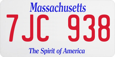MA license plate 7JC938