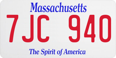 MA license plate 7JC940