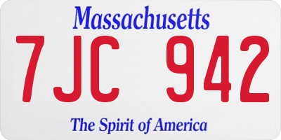 MA license plate 7JC942