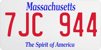 MA license plate 7JC944