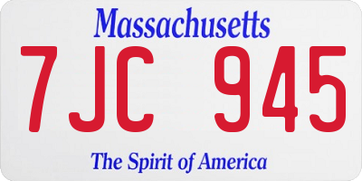 MA license plate 7JC945