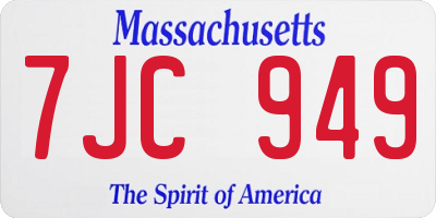 MA license plate 7JC949