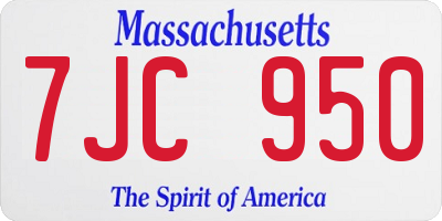 MA license plate 7JC950