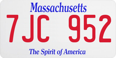 MA license plate 7JC952